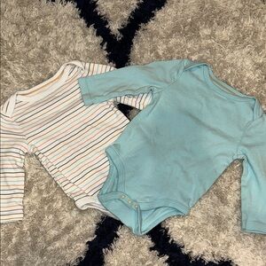 Cloud Island Multicolor Striped and Solid Teal Bodysuits